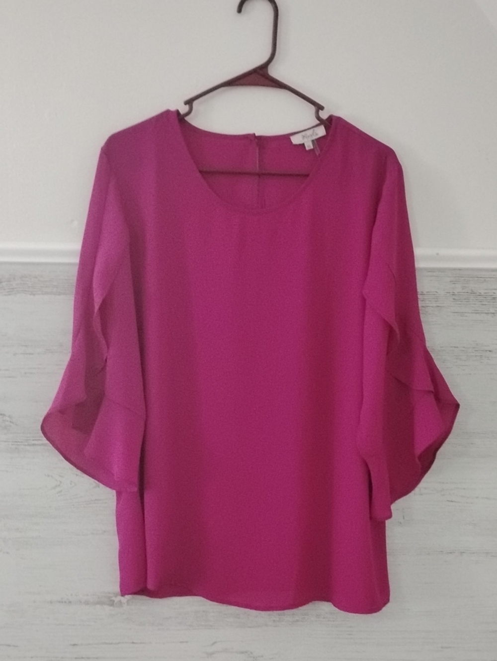Women's Fuchsia Ruffle Sleeve Blouse